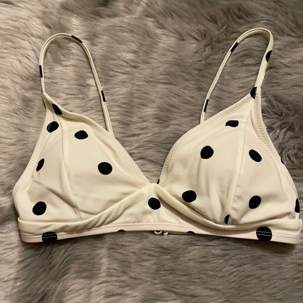Black and white polka dot bikini top